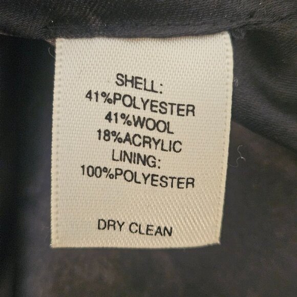 White House Black Market Wool Blend Tweed Coat Size 10 Black Plaid Red Trim - Picture 10 of 11